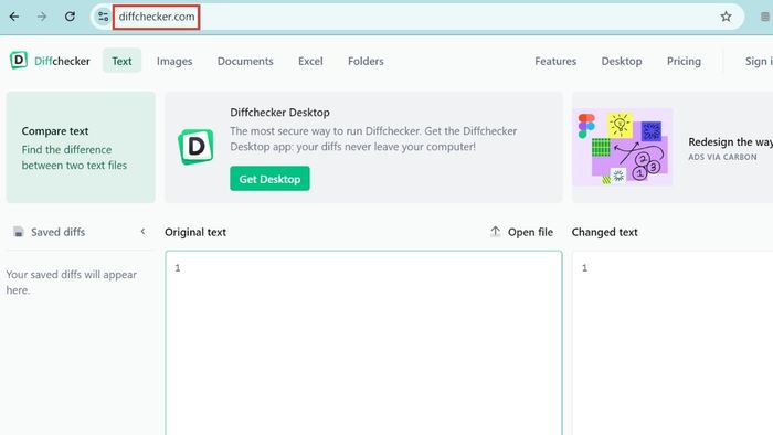 Hướng dẫn so sánh hai file Word trực tuyến bằng Diffchecker - Bước 1